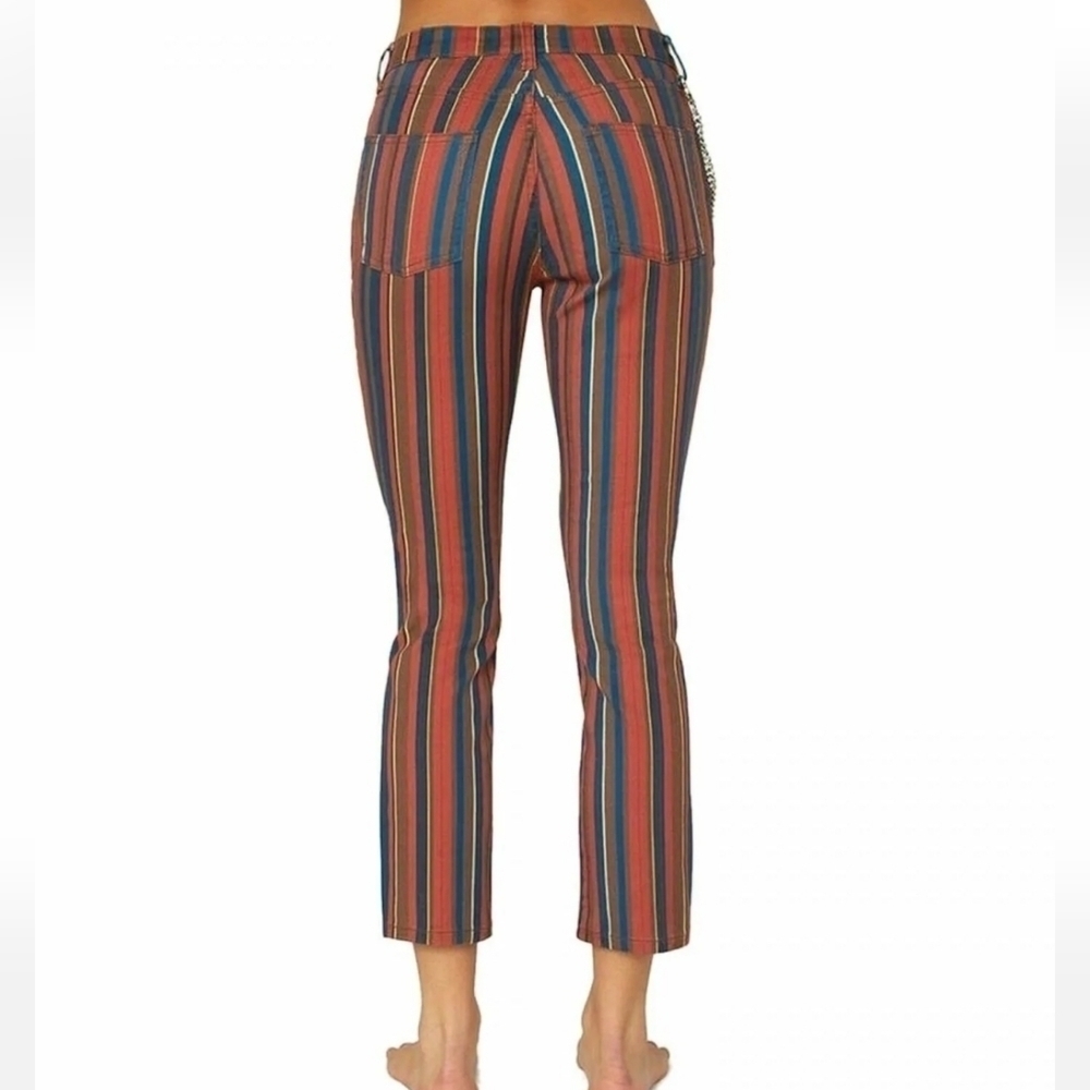 WeWoreWhat Rocker Low Rise Striped Cropped Jeans Punk - Picture 5 of 10